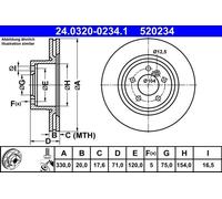 2x Brake disc Vented 24.0320-0234.1 ATE for BMW X3 X4