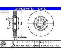 Brake Disc AUDI A1 1.0 TFSI 24.0325-0113.1 (1 pcs)