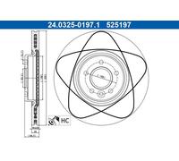 1X Brake disc ATE 24.0325-0197.1 for VOLVO V50 (545) 2 2010-2012