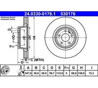 Brake Disc ATE 24.0330-0176.1 for AUDI