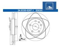 2x Brake disc Vented 24.0330-0207.1 ATE for SAAB OPEL CHEVROLET