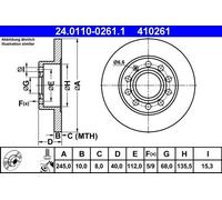 ATE Brake Disc 24.0110-0261.1 - Rear - Fits Audi A4, Exeo, Coupe, 80