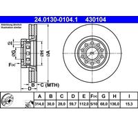 Brake Disc AUDI A6 C4 S6 Turbo 24.0130-0104.1 (1 pcs)
