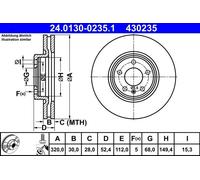 ATE Brake disc Vented 24.0130-0235.1 Brake rotor,Brake discs AUDI,Q5 (8RB)