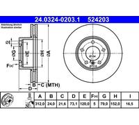 ATE Brake disc Vented 24.0324-0203.1 Brake rotor,Brake discs BMW,3 Touring (E91),3 Limousine (E90),1 Schrägheck (F20),3 Touring (F31)