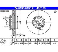 Brake Disc BMW 2 (G42, G87) 218 i 24.0136-0133.2
