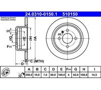 ATE Brake Disc 24.0310-0150.1 for BMW 3 (E30) 1.8 1982-1987