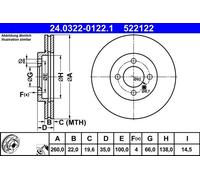 ATE Front Brake Disc BMW E30/3/Z1 Vented 24.0322-0122.1 34111154749/34111154750/34111160915