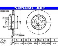 Genuine ATE Brake Disc For BMW 4 14-21 3 12-19 34206894382
