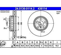 ATE 24.0136-0114.2 Brake disc