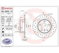 RIGHT OR LEFT BRAKE DISC BREMBO XTRA 1PCS DRILLED REAR L/R OUTER DIAMETER 296
