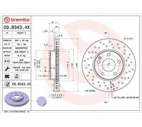 2x Brake disc perforated/vented 09.B343.4X BREMBO for MERCEDES-BENZ CLA Coupe