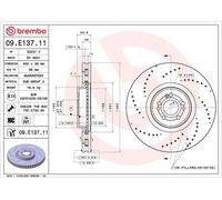 BREMBO 09.E137.11 Brake Disc Front Internally Vented Fits Mercedes-Benz GLE GLS