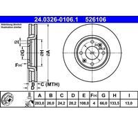 Brake Disc CITROËN XANTIA 2.0 Turbo 24.0326-0106.1 (1 pcs)