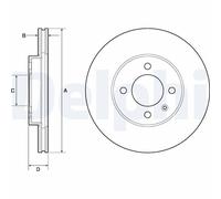 Brake Disc Delphi BG2455 for SEAT VW
