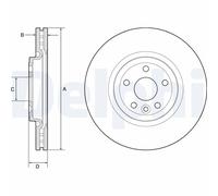 Brake Disc Delphi BG9177C Fits Jaguar Land Rover F-Pace Range Rover Velar Vented