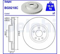 Brake Disc Delphi BG9218C Fits Audi A4 Allroad A4 A5 A6 Allroad A6 A7 Q5 Vented