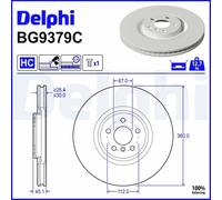 Brake Disc Delphi BG9379C Fits BMW Mini 1 Series 2 Series X1 X2 Mini Countryman