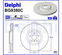 Brake Disc Delphi BG9380C Fits BMW Mini 1 Series 2 Series X1 X2 Mini Countryman