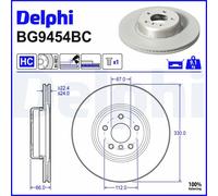 Brake Disc Delphi BG9454BC Fits BMW Toyota 3 Series 5 Series X3 X4 Z4 Supra