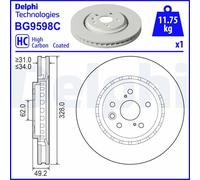 Brake Disc Delphi BG9598C Fits Lexus Subaru Toyota NX RZ Solterra bZ4X Vented