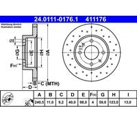 2x Brake disc solid 24.0111-0176.1 ATE for ABARTH 500 / 595 / 695