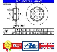 ATE Brake Disc 24.0110-0323.1 - Fits Vauxhall/Opel, Fiat, Abarth (ADAM, PUNTO, CORSA, PUNTO EVO)