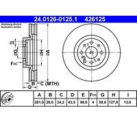 ATE Brake Disc 24.0126-0125.1 1 pc