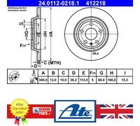 ATE Brake Disc 24.0112-0218.1 - Fits Audi A4/Allroad, A5, A6, Q5 2.0L