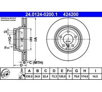 Brake disc ATE 24.0124-0200.1 for BMW 3 (E90) 2.5 2006-2011