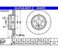 Brake discs BMW 3 (F30, F80) ActiveHybrid 24.0124-0251.2