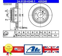 1X Brake disc ATE 24.0120-0240.1 for BMW 1 (E87) 2 2004-2011