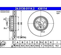 ATE 24.0136-0114.2 Brake disc