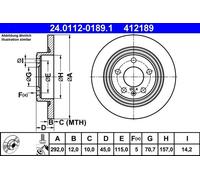 Fits ATE 24.0112-0189.1 Brake disc 1 pc. 24.0112-0189.1 Brake disc rear L/R fit