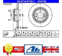 ATE Brake Disc 24.0114-0116.1 - Fits Citroën Jumpy II (2011-2016), Dispatch II, Proace, Scudo