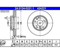 ATE Brake Disc 24.0124-0221.1 - Front - 1 pc