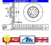 ATE Brake Disc 24.0122-0231.1 - 1 pc - UK Seller