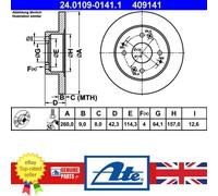 ATE Brake Disc 24.0109-0141.1 Solid – 2x for Honda Prelude Mk V (96–00)