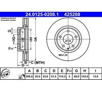 ATE Brake Disc 24.0125-0208.1 for Mazda CX-3 (DK) 1.5 2015-2018 - 1x