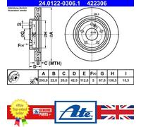 ATE Brake Discs 24.0122-0306.1 - Vented Set of 2 for Mercedes-Benz A-Class A 220 4MATIC