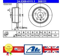 Brake disc ATE 24.0308-0111.1 for MERCEDES-BENZ A-CLASS (W168) 1.6 1997-2004