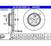 ATE Brake disc 24.0124-0301.2 320,0 24,0 5 112,0 two-part brake disc, Vented Coated Alloyed/High-carbon MERCEDES-BENZ: C-Class Saloon, GLC Off-Road