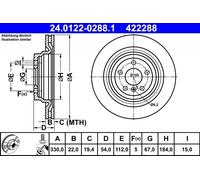 2x Brake disc Vented 24.0122-0288.1 ATE for MERCEDES-BENZ M-CLASS GLE Coupe GLE