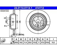 ATE Brake Disc 24.0114-0114.1 Solid - Mercedes-Benz R-Class/M-Class (ML 350) - 2 pcs