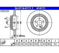 Genuine ATE Brake Disc For Mercedes M-CLASS 98-05 A1634230012