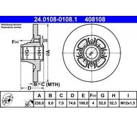ATE 24.0108-0108.1 Brake disc