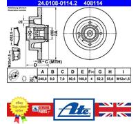 Brake Disc RENAULT CLIO III 1.2 16V 24.0108-0114.2 (1 pcs)