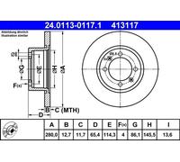 ATE 24.0113-0117.1 Brake disc