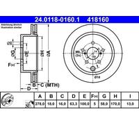 ATE Brake Disc 24.0118-0160.1 Vented - Fits Subaru Forester