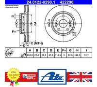 ATE Brake disc 24.0122-0290.1 280,0 22,0 5 114,3 Vented Coated SUZUKI: Vitara IV Off-Road, SX4 II S-Cross